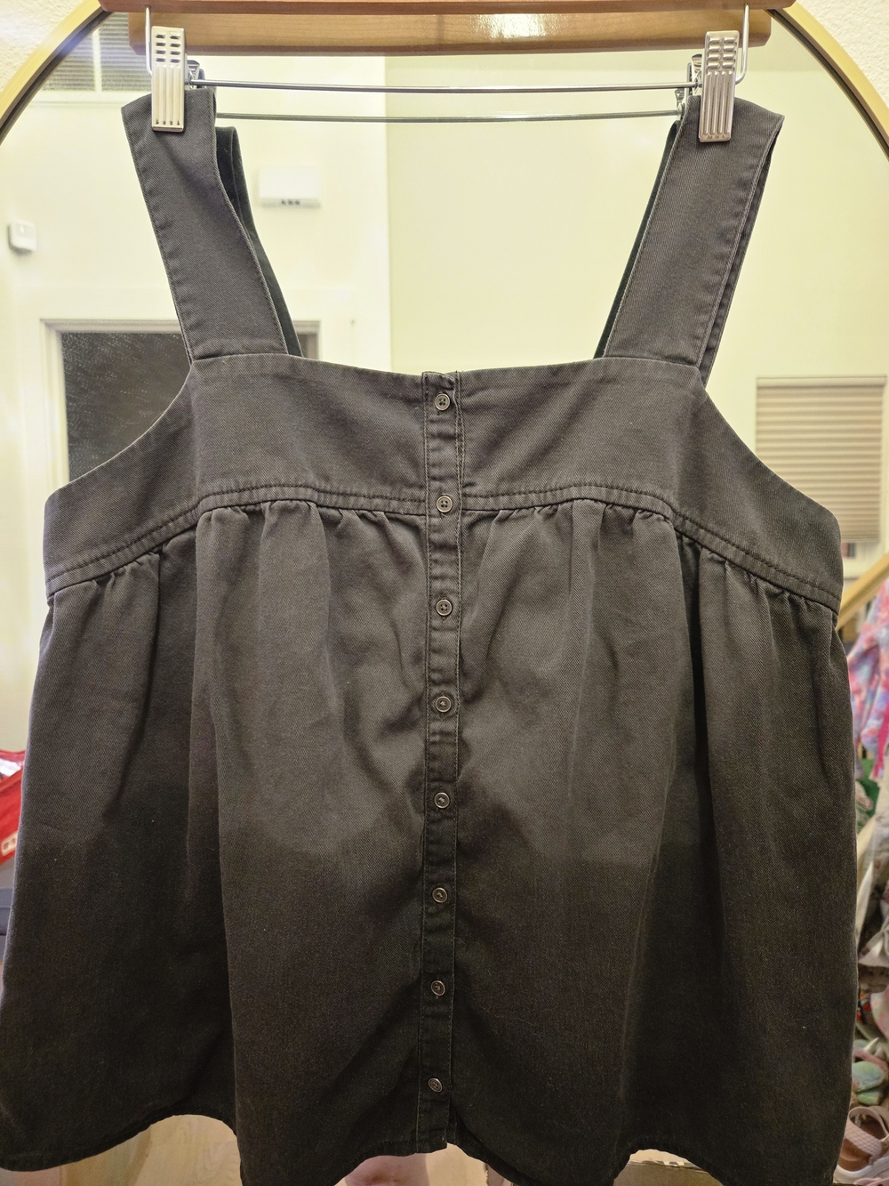 Old Navy Washed Black Denim Babydoll Tank Top Size M